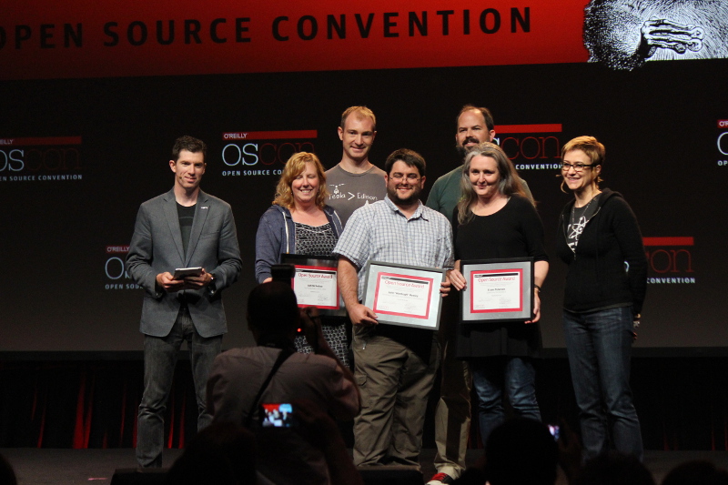 Deb Nicholson receiving the O'Reilly Open Source Award