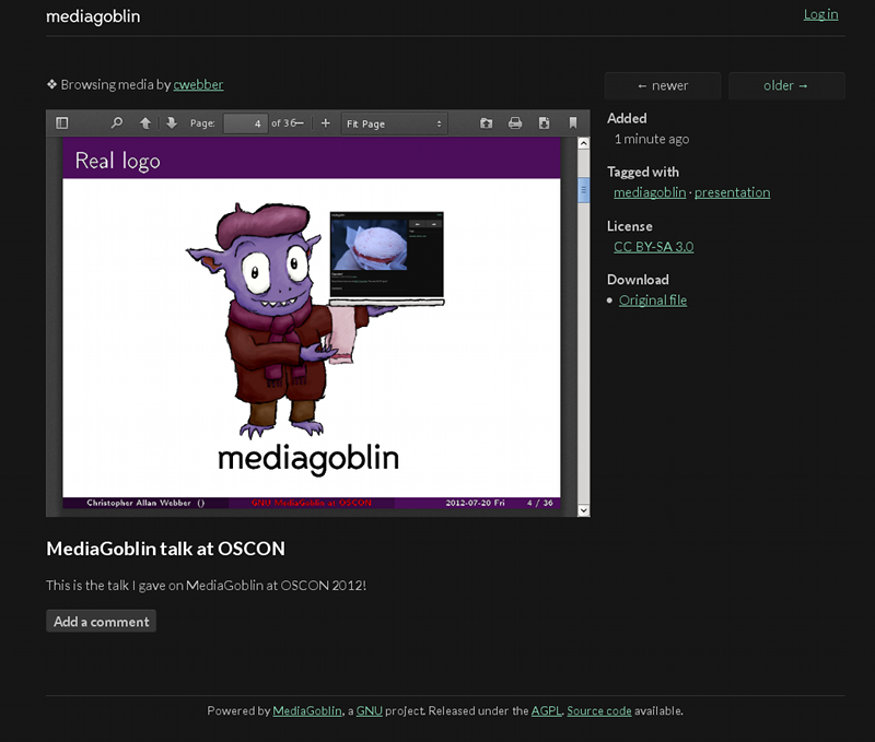 MediaGoblin presentation in MediaGoblin