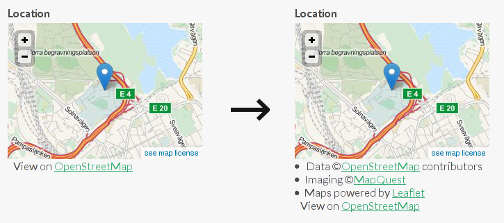 New OpenStreetMap license dropdown